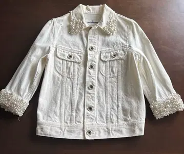 화이트 비즈 데코레이션 G 데님 자켓