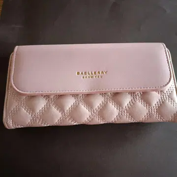 BAELLERRY 핑크 장지갑 퀼팅