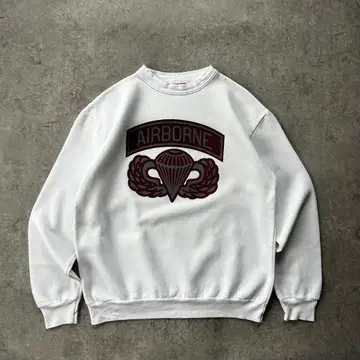 80s90s 밀리터리 맨투맨 USA제 화이트 L AIRBORNE