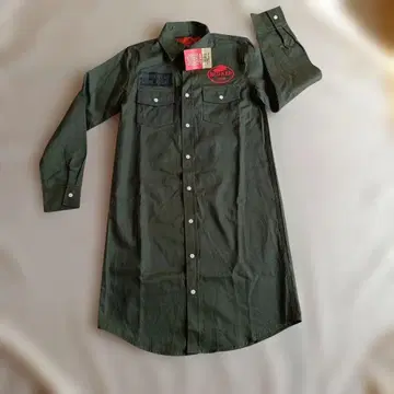 [ 미사용 ] RED KAP 긴팔 원피스 카키 셔츠 원피스 y2k
