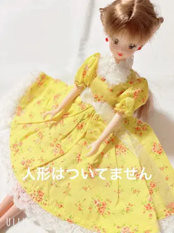 인형 의류 꽃무늬 원피스 옐로우 컬러 제니 핸드메이드