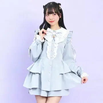 시크릿 허니 롱 포인트 칼라 숄더 레이스업 셋업