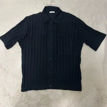 유나이티드 애로우즈 메쉬 니트 반팔 셔츠 블랙 L 사이즈