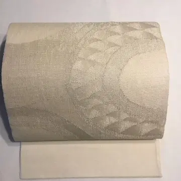 순수 실크 여름 오비 후쿠로 오비 샤 옅은 크림색 오프 화이트