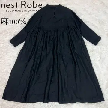 새상품급 nest Robe 네스트로브 밴드 카라 원피스 린넨 블랙