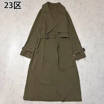 23구 폴리에스테르 트윌 스트레치 트렌치코트 스프링 벨트 L