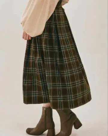 hinari 타탄 체크 턱 스커트