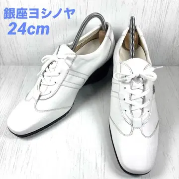 긴자 요시노야 가죽 화이트 라메 힐 신발 24