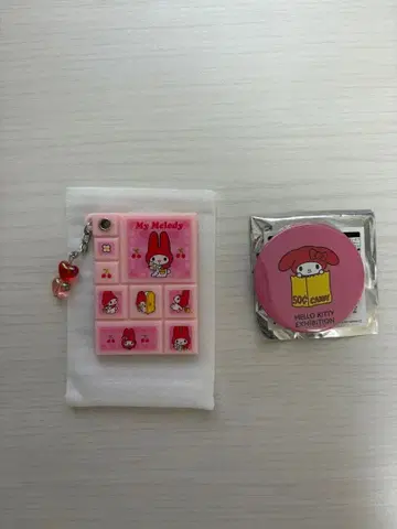 마이멜로디 참 포함 블록 씰풍 슬라이드 거울 캔 배지 세트
