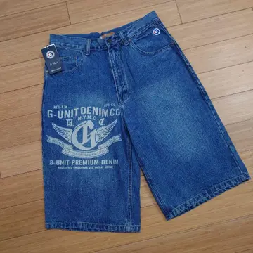 새상품 G-UNIT 데님 하프 팬츠 y2k 배기 초와이드 bboy 90s