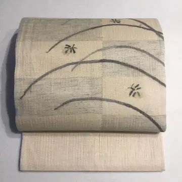 여름 오비 명주 후쿠로 오비 오프 화이트 옅은 크림색 화학 섬유