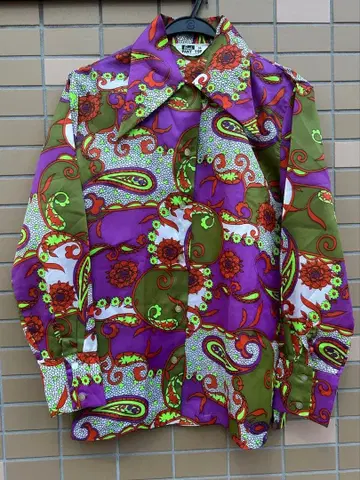 70s US 빈티지 Grants 페이즐리 무늬 긴팔 셔츠 34