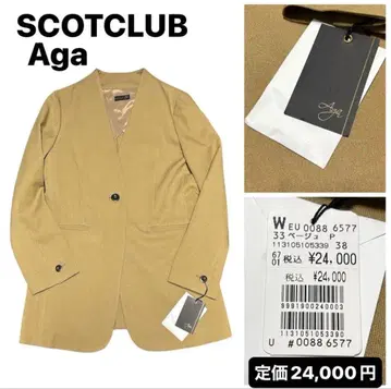 택 포함 새상품 24000엔 Aga 노카라 자켓 베이지 스콧 클럽