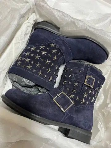 JIMMYCHOO 네이비 엔지니어 부츠 36.5