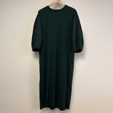 그린 퍼프 슬리브 롱 원피스