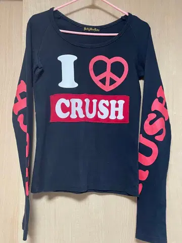 피스 마크 긴팔 y2k 헤이세이 갸루 피치 셔츠 면 100%