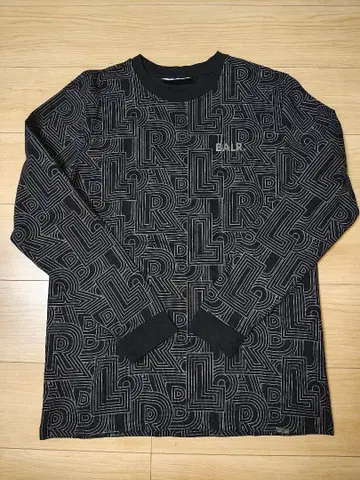 BALR 보라 올 패턴 롱 슬리브 롱T 블랙 L