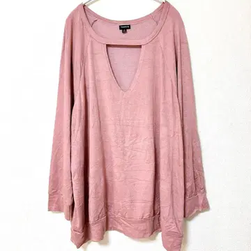 트리드 빅 사이즈 3XL 4XL 컷 아웃 상의 로즈 긴팔