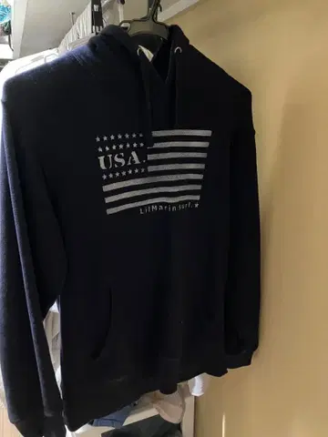 Lil'Marin soft. USA 플래그 후드티 네이비