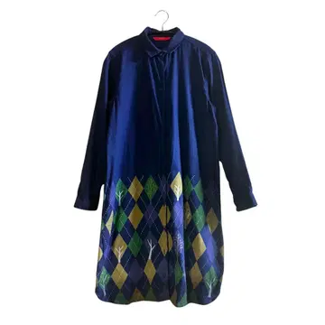 graniph 그라니프 셔츠 롱 원피스 아가일 포레스트 긴팔