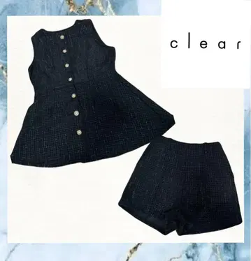 [ clear ] 프론트 버튼 트위드 튜닉 & 숏팬츠 세트