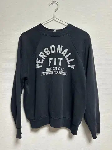 70-80s Tultex 4단 프린트 블랙 맨투맨 래글런