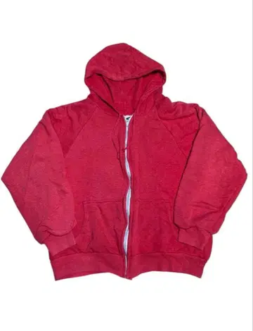 70s 80s 빈티지 후드 맨투맨 레드 안감 서멀 L 페이드