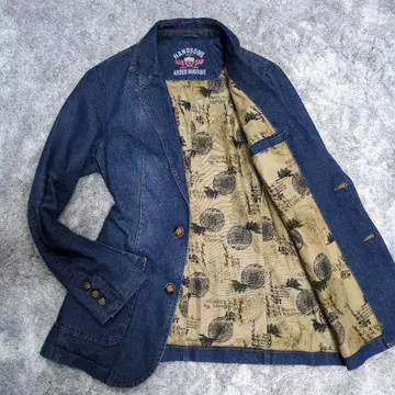 00s 데님 자켓 커버올 테일러드 자켓 안감 올 패턴 오니히게