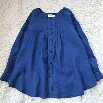 tumugu 츠무구 핀턱 린넨 블라우스 밴드 카라 루즈핏 데님풍