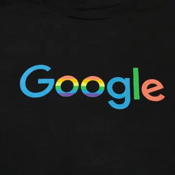 구글 google 반팔 티셔츠 M 블랙 레인보우 로고 무료배송 [508]