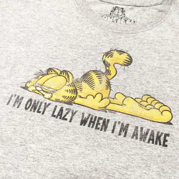 가필드 반팔 T셔츠 L 그레이 번진 느낌 좋음! 무료배송 [509]