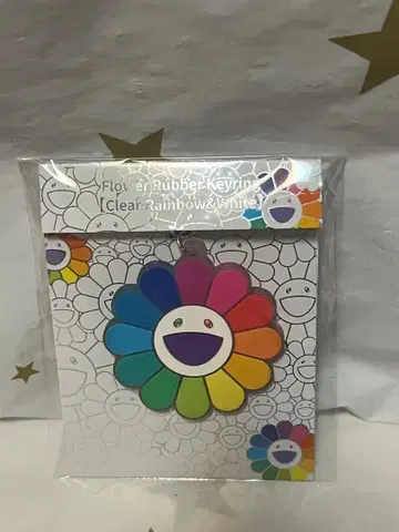 무라카미 다카시 플라워 러버 키링 클리어 레인보우 & 화이트