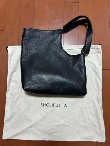shoji Fujita 블랙 가죽 토트백 수납 가방 포함 숄더