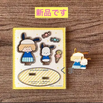 mizutama x 산리오 캐릭터즈 포차코 아크릴 스탠드 핀 배지