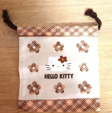 헬로키티 체크 무늬 헝겊 가방 복조리