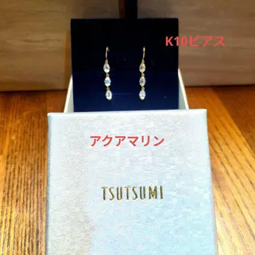 K10 아쿠아 마린 훅 귀걸이 3연