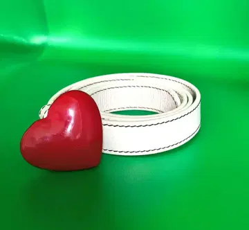 모스키노 하트 버클 천연 가죽 벨트 화이트 90