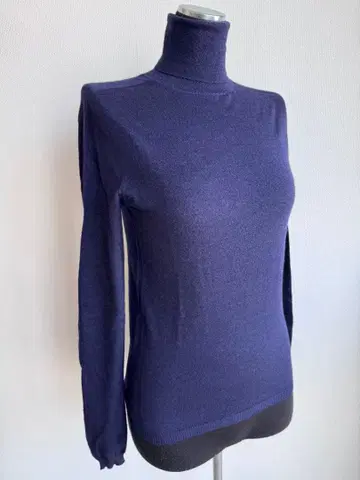 질 샌더 JIL SANDER 하이 게이지 캐시미어 실크 니트 네이비