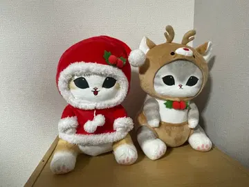 크리스마스 고양이와 루돌프 고양이 봉제 인형 세트 mofusand
