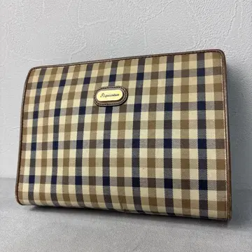 고품질 아쿠아 스큐텀 클러치백 캔버스 가죽 클럽 체크