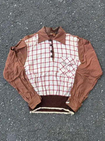 50s 레이온 셔츠 리브 셔츠 풀오버