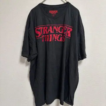 기묘한 이야기 공식 T셔츠 2XL 블랙 빨간색 로고 빅 실루엣