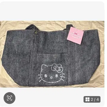 새상품 아베일 산리오 헬로키티 데님 토트백 큐빅 데님