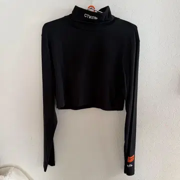 Heron Preston 블랙 터틀넥 크롭 탑