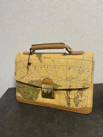 빈티지 미니 보스턴 백 지구본 패턴