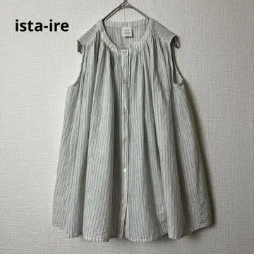 ista-ire 이스타이레 슬리브리스 개더 블라우스 스트라이프 셔츠