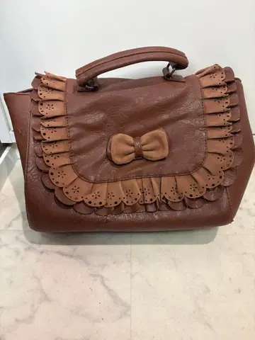 axes femme 브라운 리본 프릴 백 모리걸 Y2K