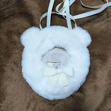 봉제 인형 파우치 곰돌이 귀 화이트 리본 포함 덕질 백