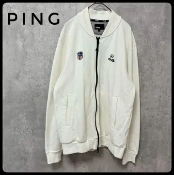 PING 골프 저지 블루종 자수 로고 화이트 L 집업