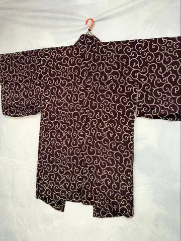 쇼와 레트로 순수 실크 꽃+덩굴 패턴 긴 겉옷 앤티크 기모노 중고품